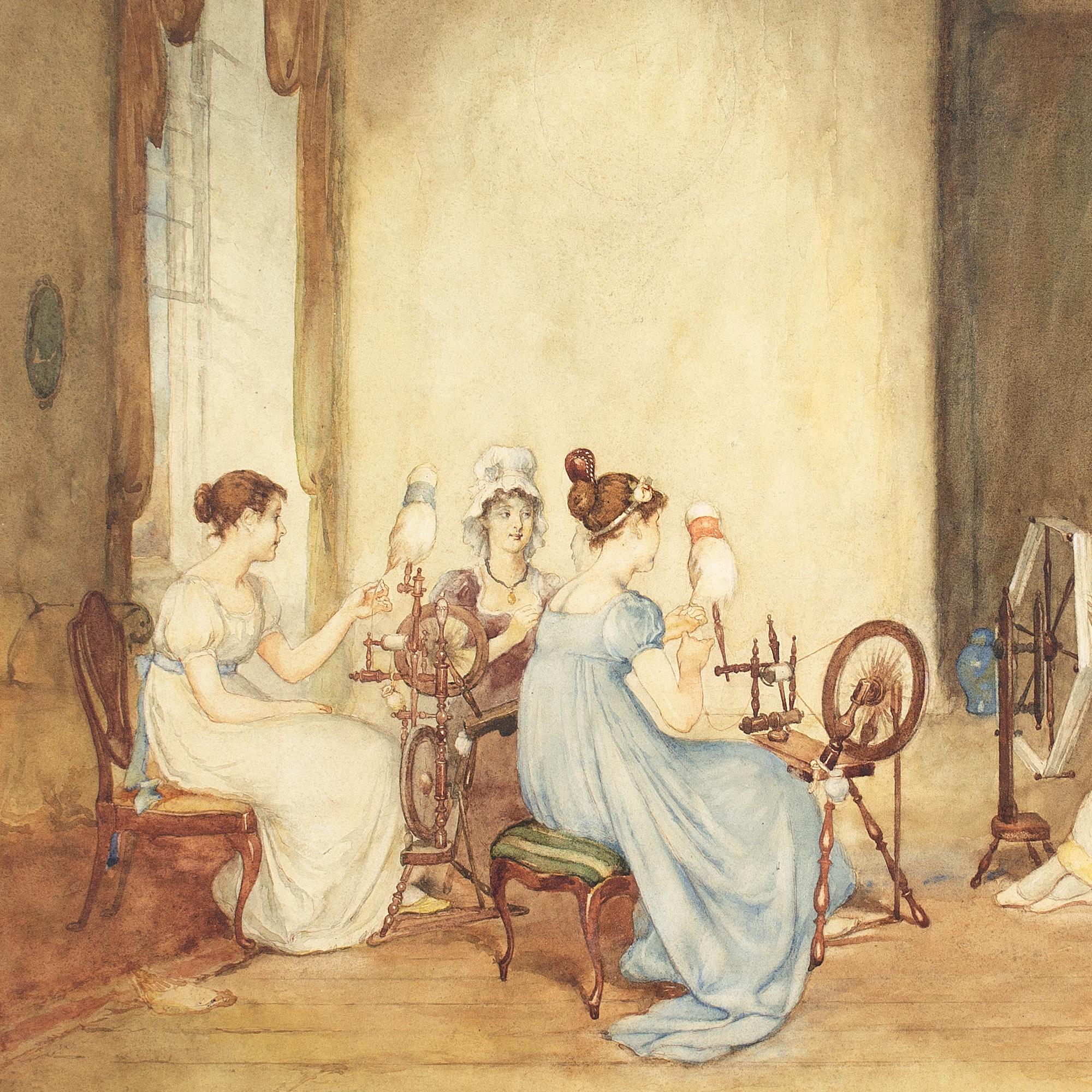 George H Hay, Spinning Wool, Watercolour For Sale 6