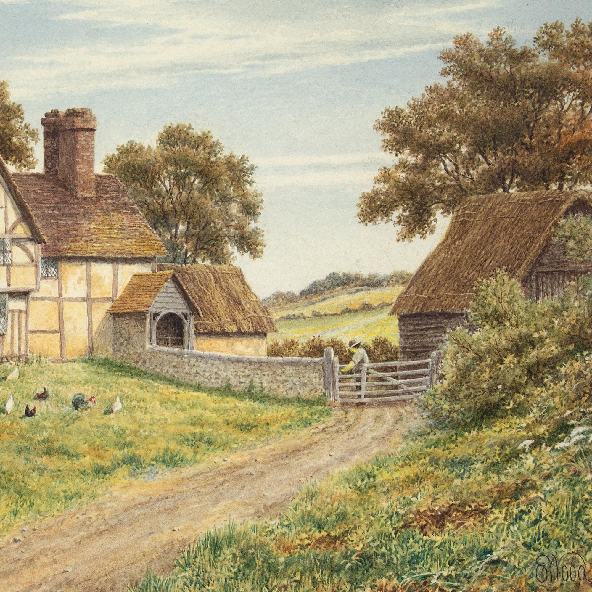 E Wood, Farmhouse Near Godalming, Surrey, Watercolour For Sale 5