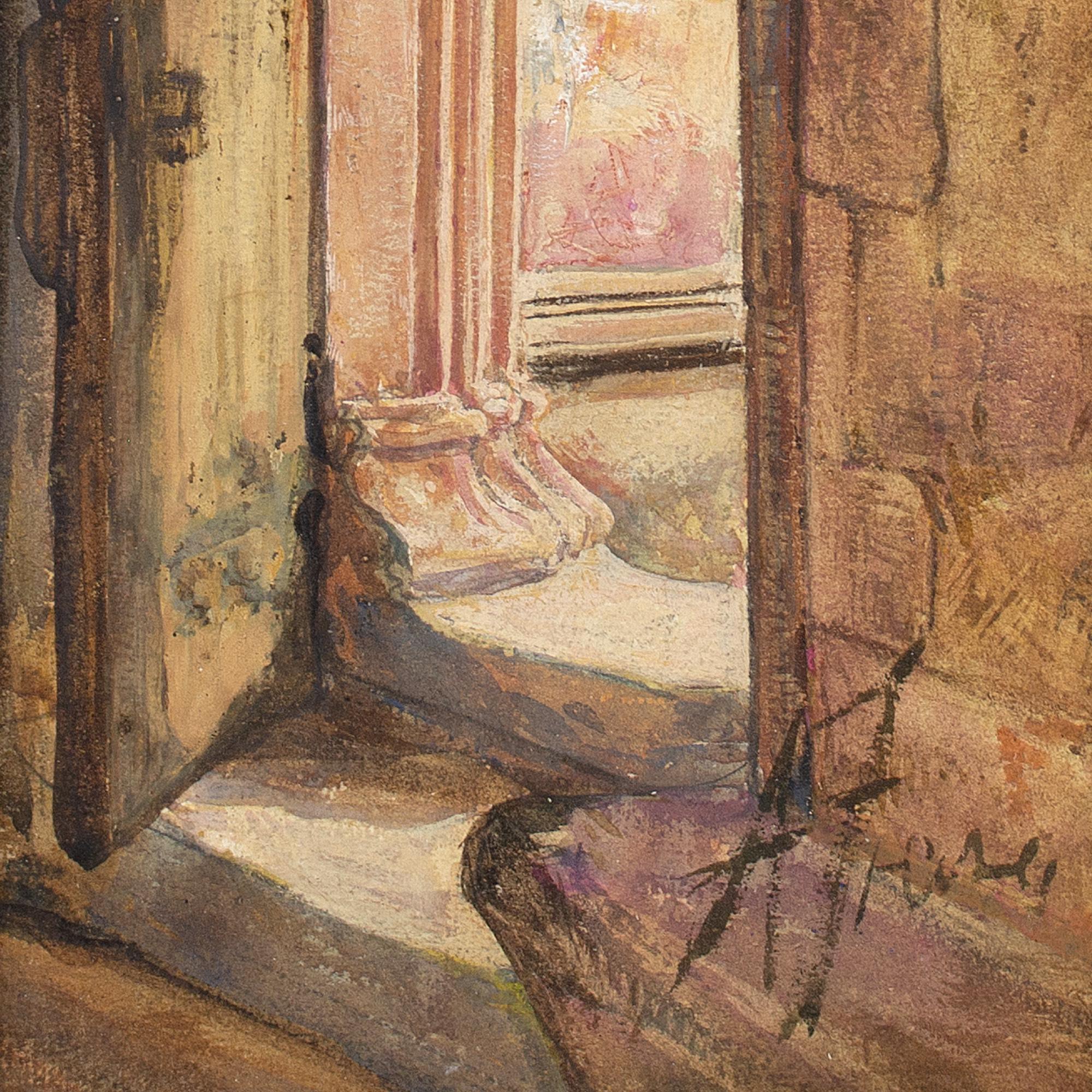 Alexander Fraser Jnr RSA, A Doorway, Rosslyn Chapel, Watercolour 7