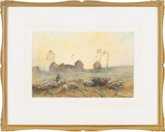 Antique James Herbert Snell, Close Of Day, Watercolour