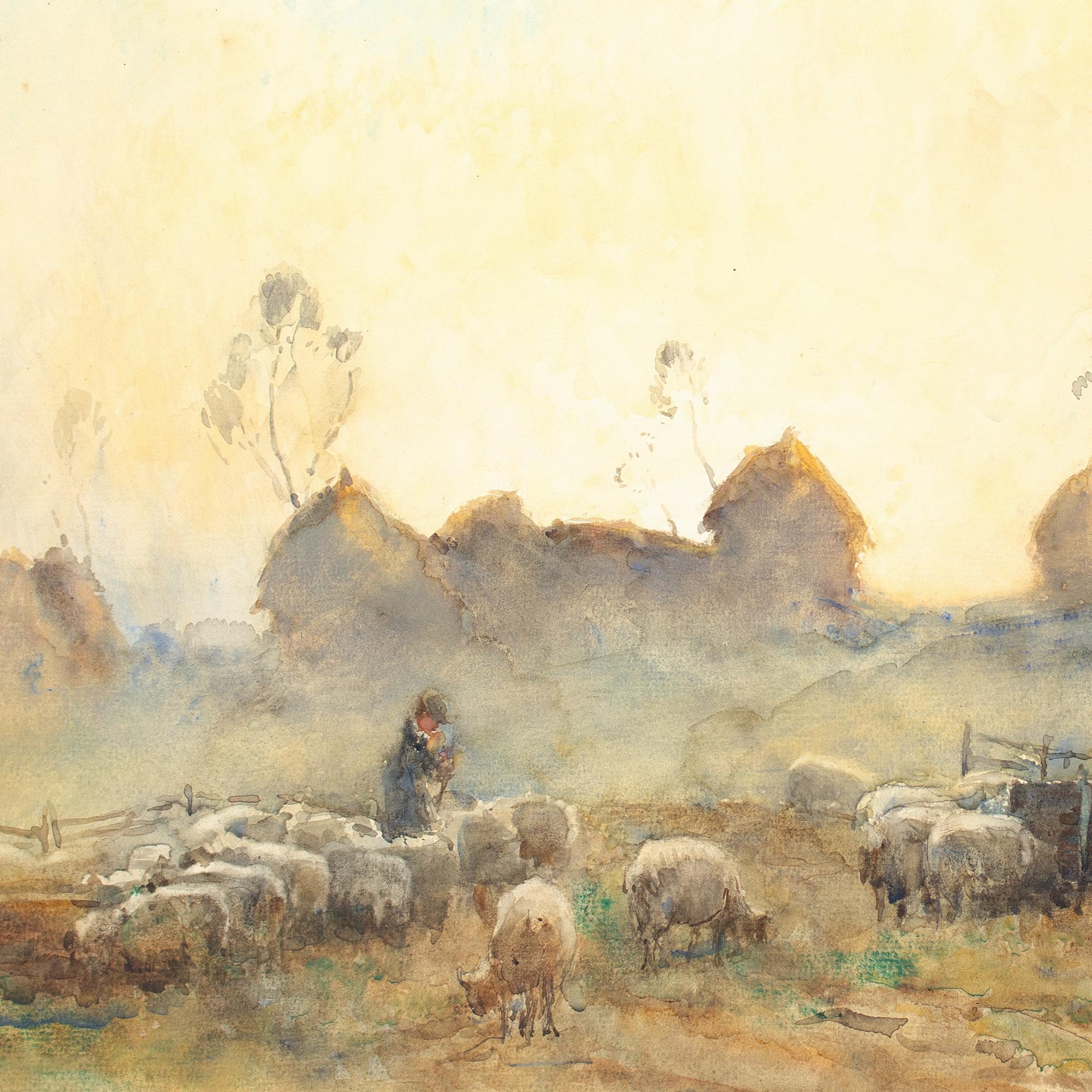 James Herbert Snell, Close Of Day, Watercolour For Sale 4