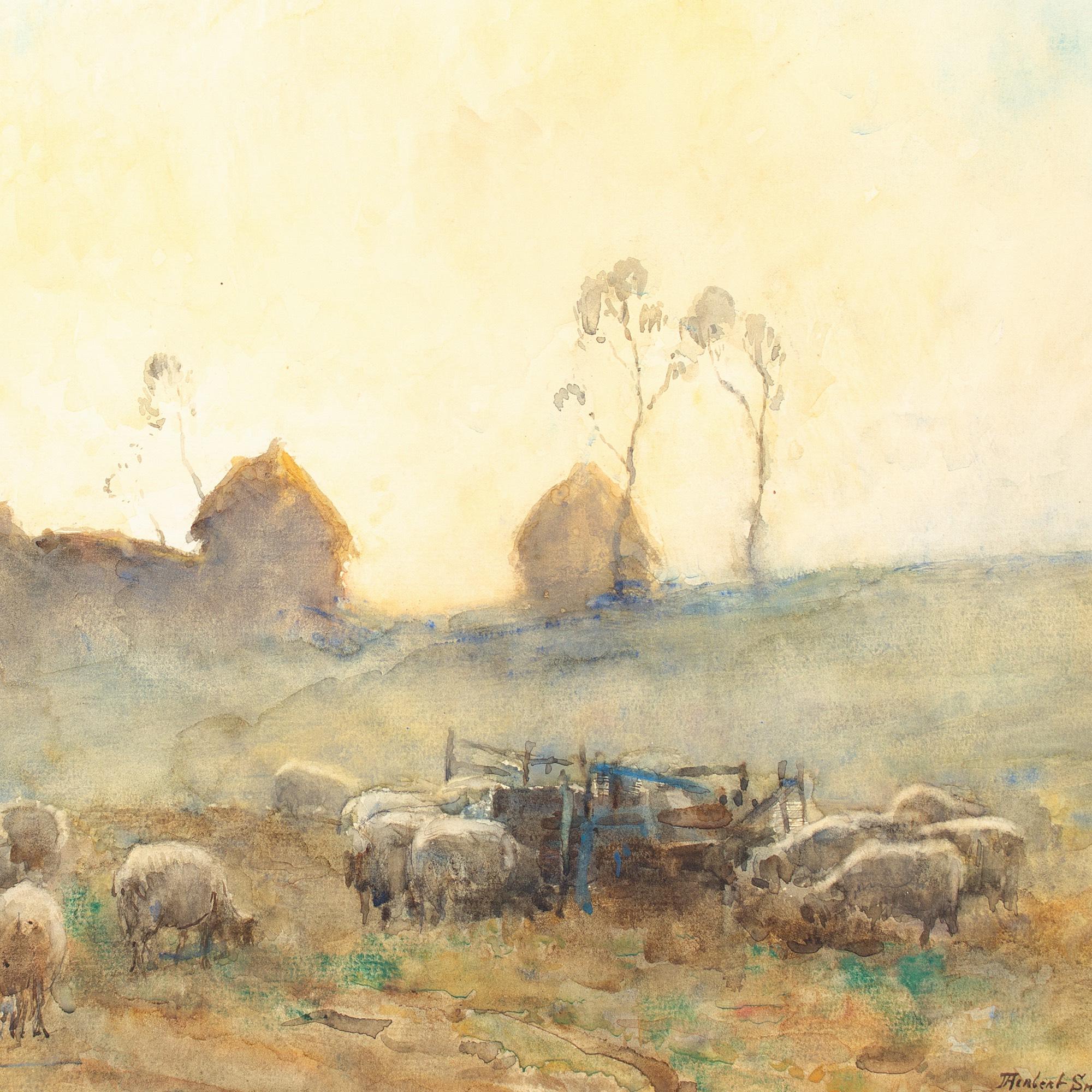 James Herbert Snell, Close Of Day, Watercolour For Sale 5