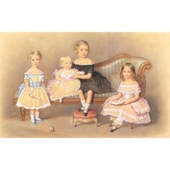 John George Indermaur, Group Of Children, Watercolour