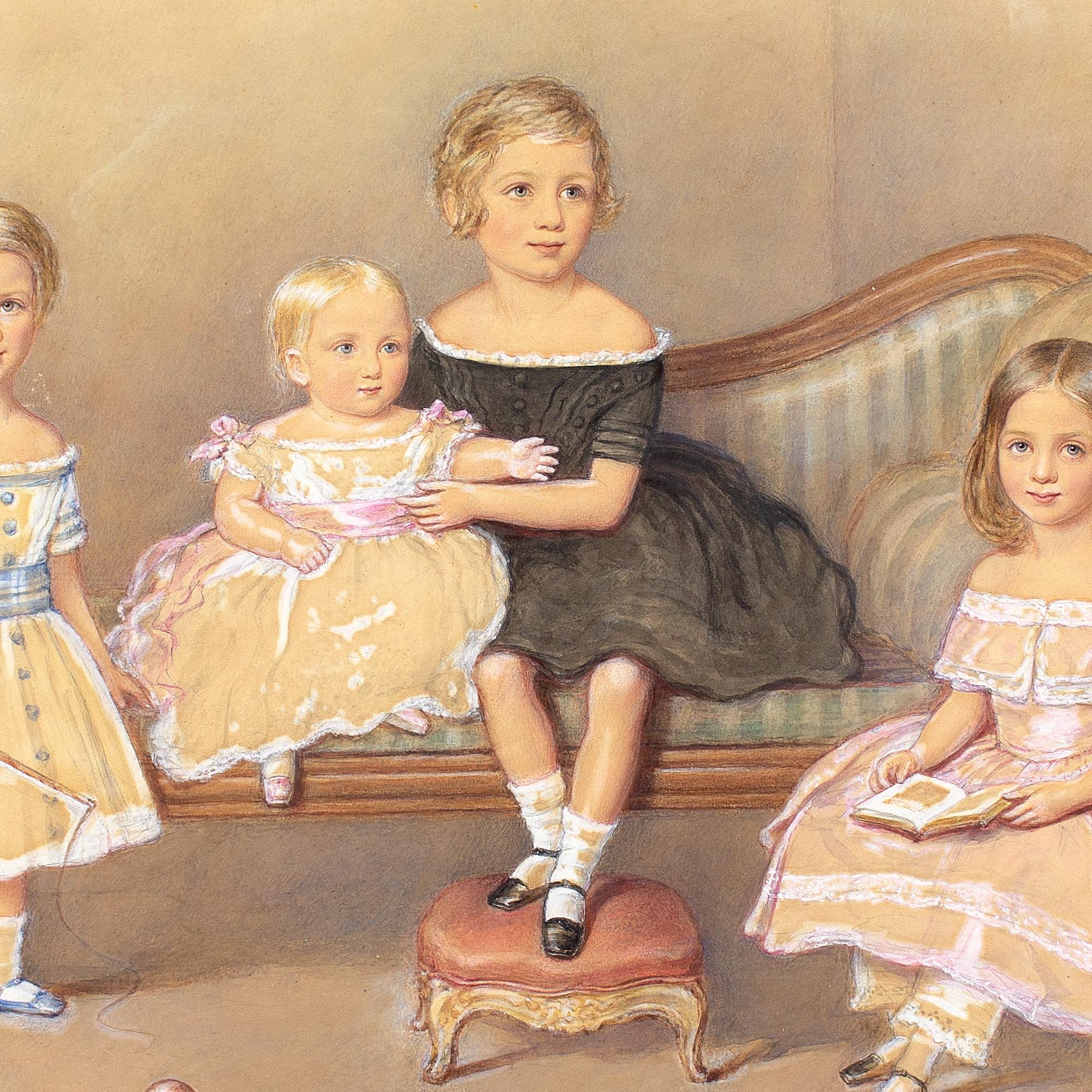 John George Indermaur, Group Of Children, Watercolour For Sale 4