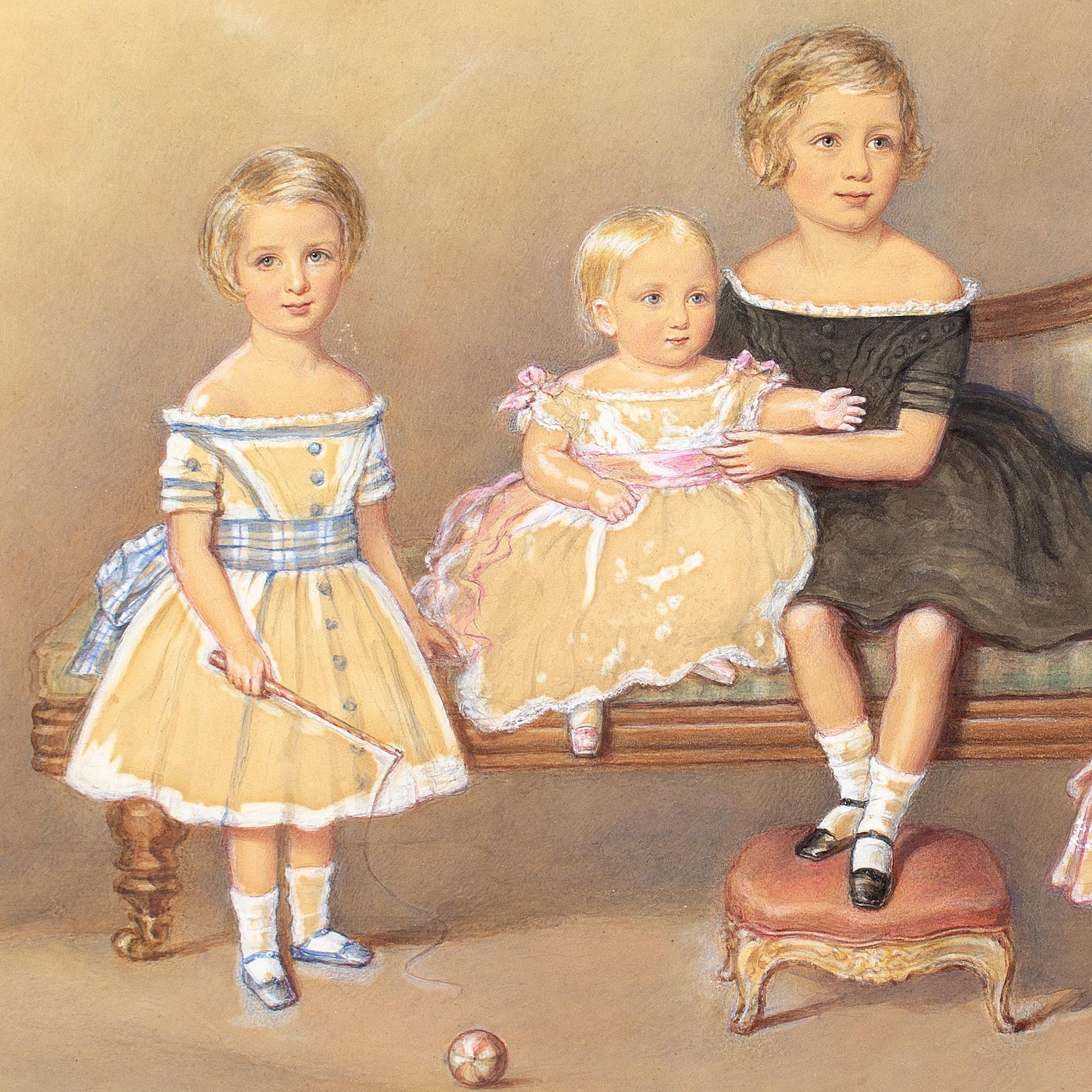 John George Indermaur, Group Of Children, Watercolour For Sale 6