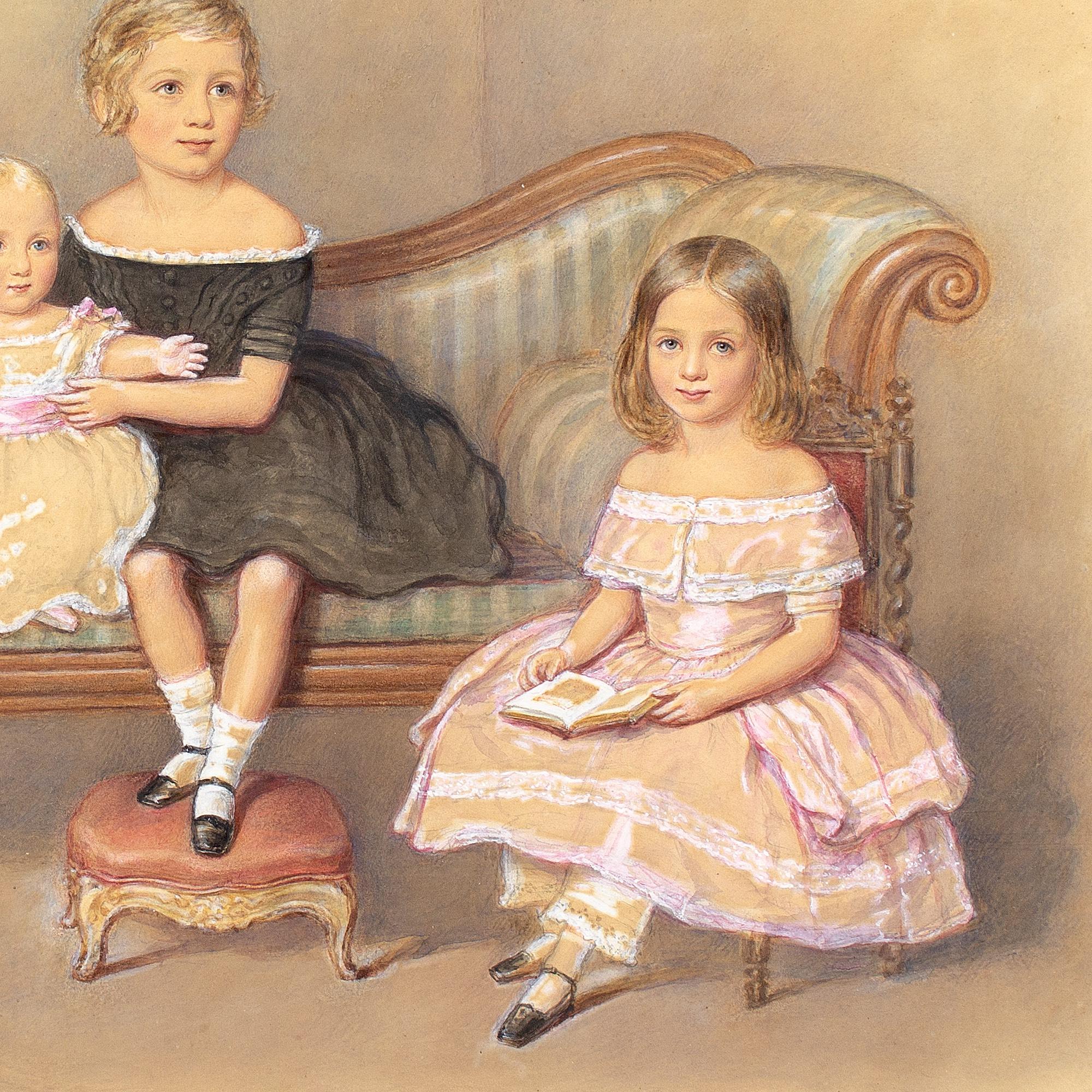John George Indermaur, Group Of Children, Watercolour For Sale 5