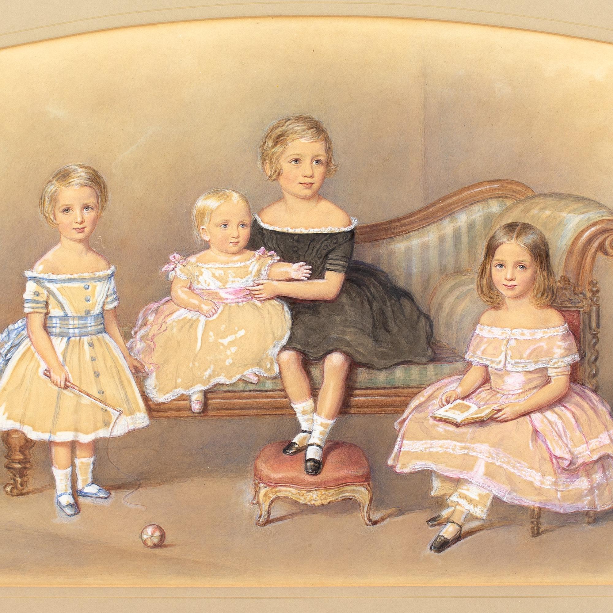 John George Indermaur, Group Of Children, Watercolour For Sale 7