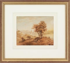 Antique John Varley OWS (Attributed), Italianate Landscape With Figures