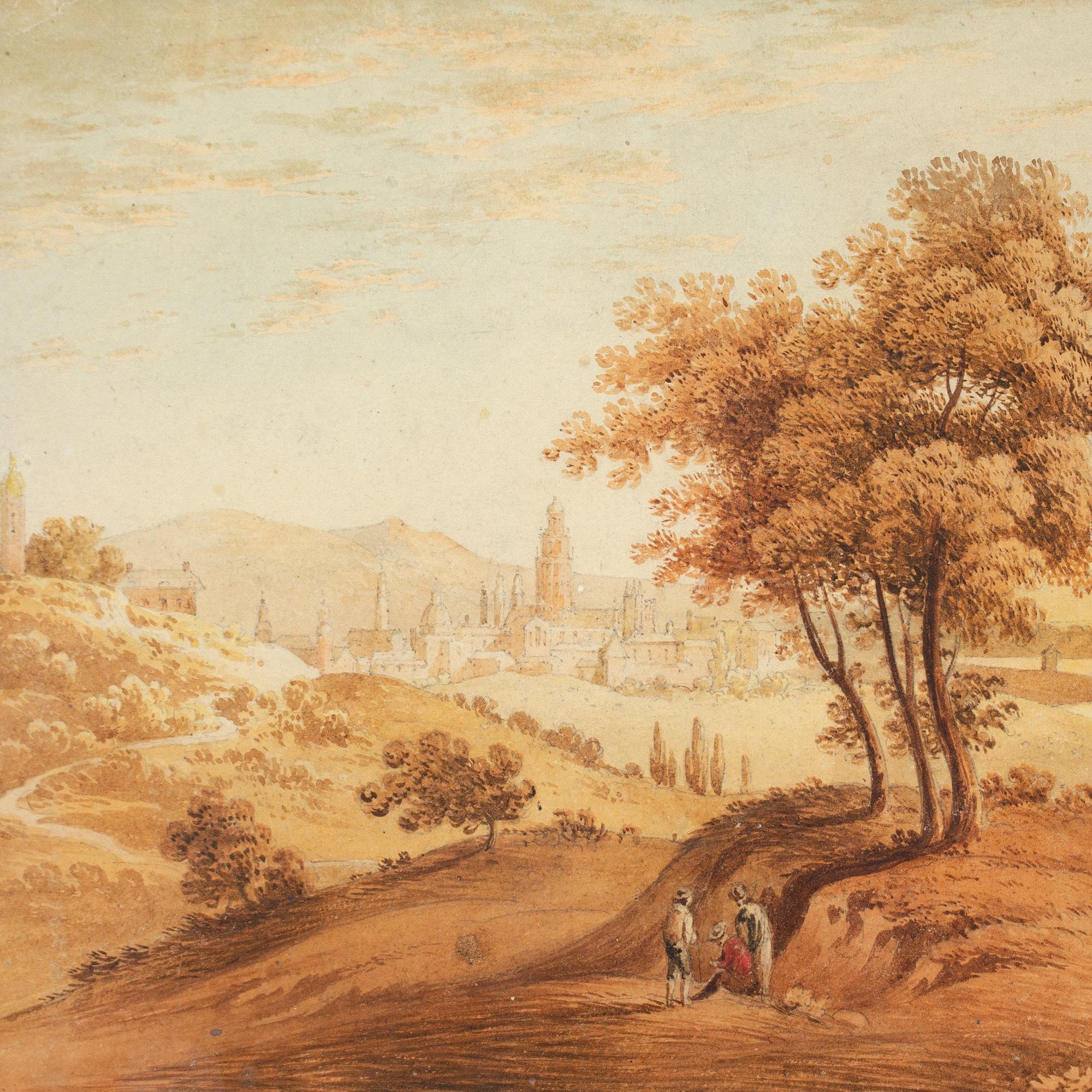 John Varley OWS (Attributed), Italianate Landscape With Figures For Sale 5