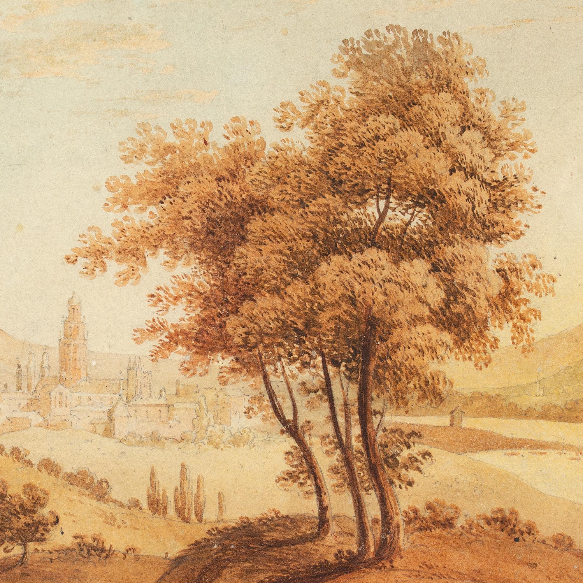 John Varley OWS (Attributed), Italianate Landscape With Figures For Sale 6