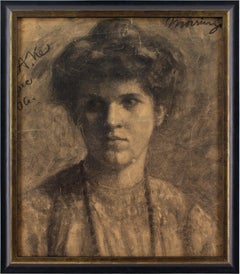 Antique Leopold Morsing, Portrait Study Of A Woman