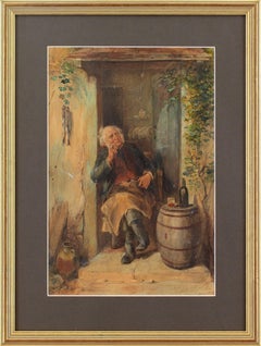 William Henry Hunt, Portrait Of A Restful Man In A Doorway