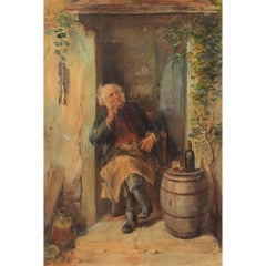 William Henry Hunt, Portrait Of A Restful Man In A Doorway