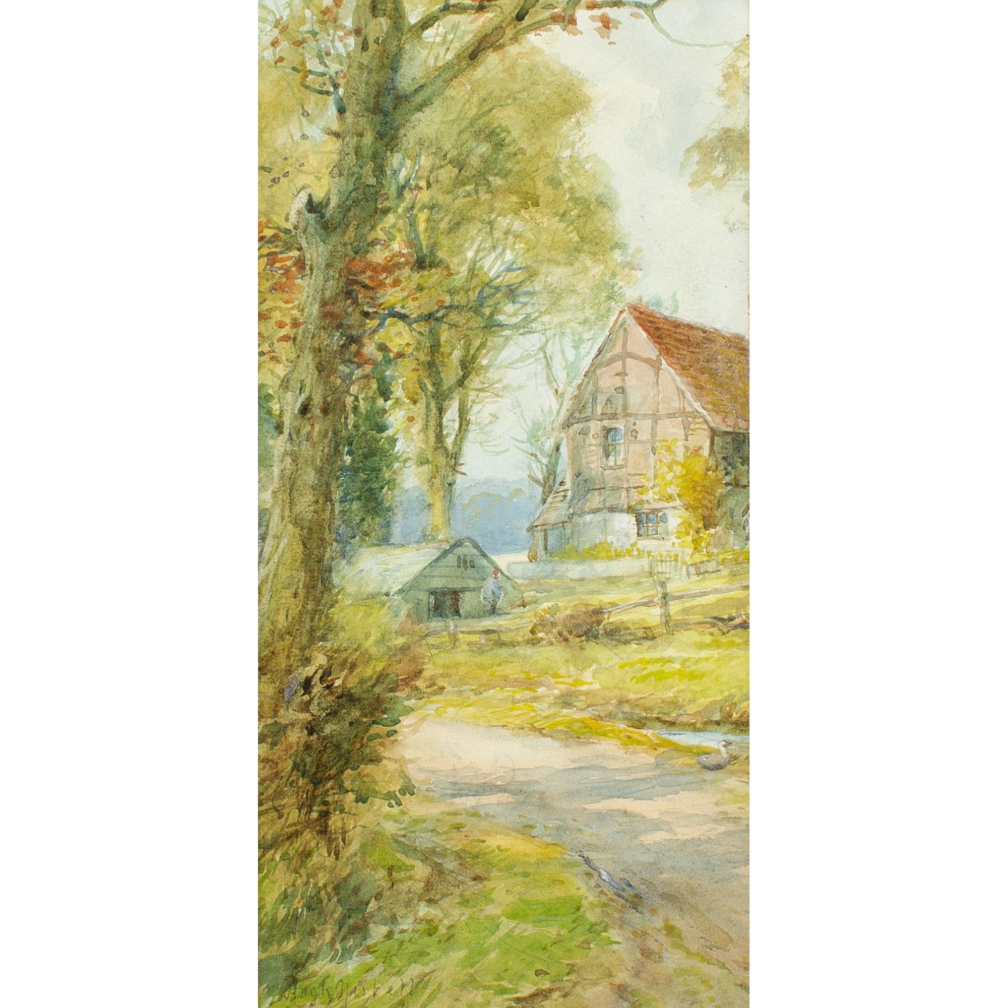 Hugh Nisbett, Par de vistas rurales con casas de campo 3