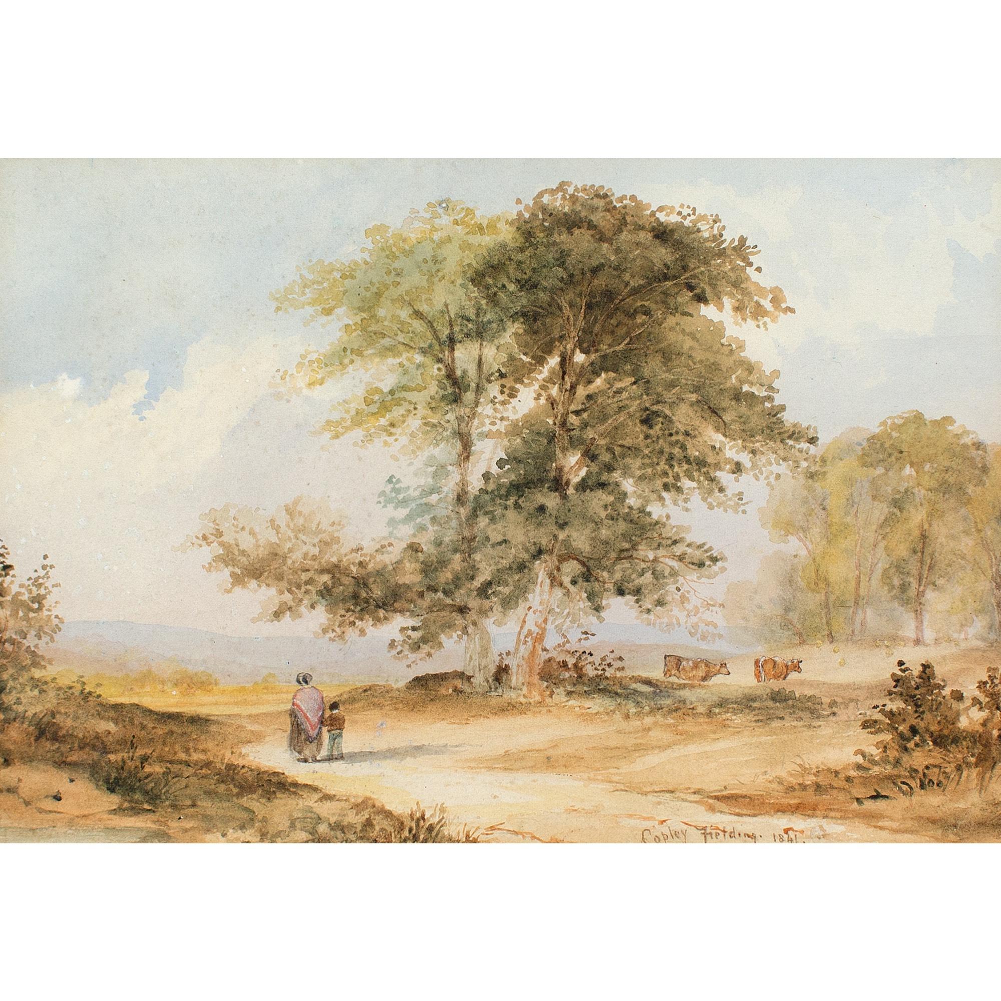 Anthony Vandyke Copley Fielding, Mutter und Kind in einer Landschaft mit Rindern 1