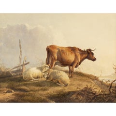 Thomas Sidney Cooper RA, Cow & Sheep In A Landscape