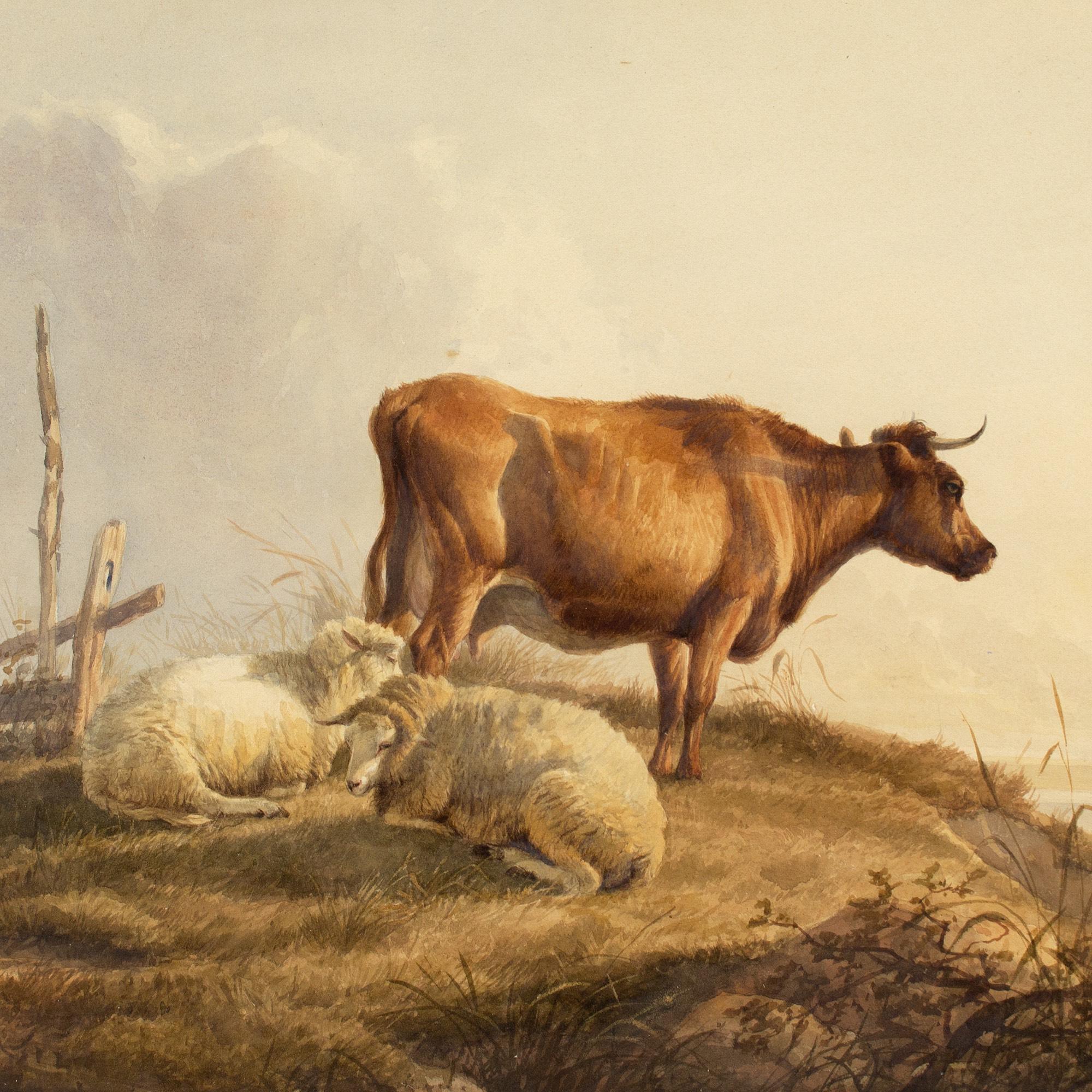 Thomas Sidney Cooper RA, Cow & Sheep In A Landscape 4