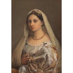 Mid-19th-Century Italian Watercolour, La Velata (After Raphael), Old Master