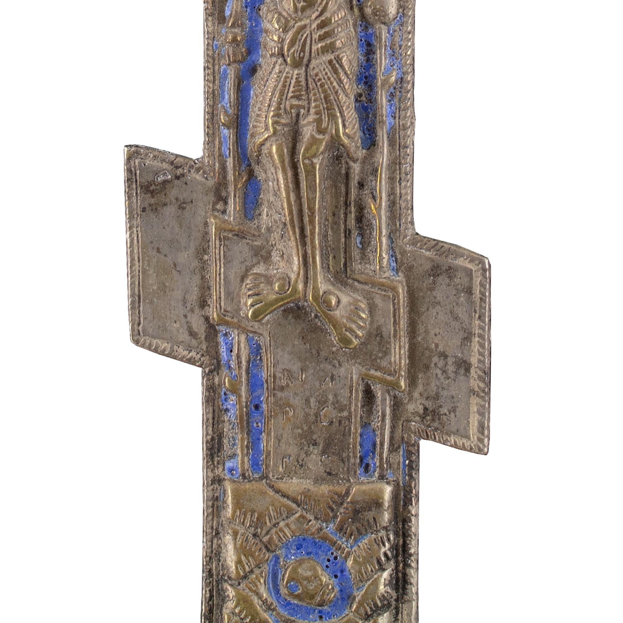 Late 19th-Century Russian Orthodox Crucifixion Icon With Blue Enamelling 6