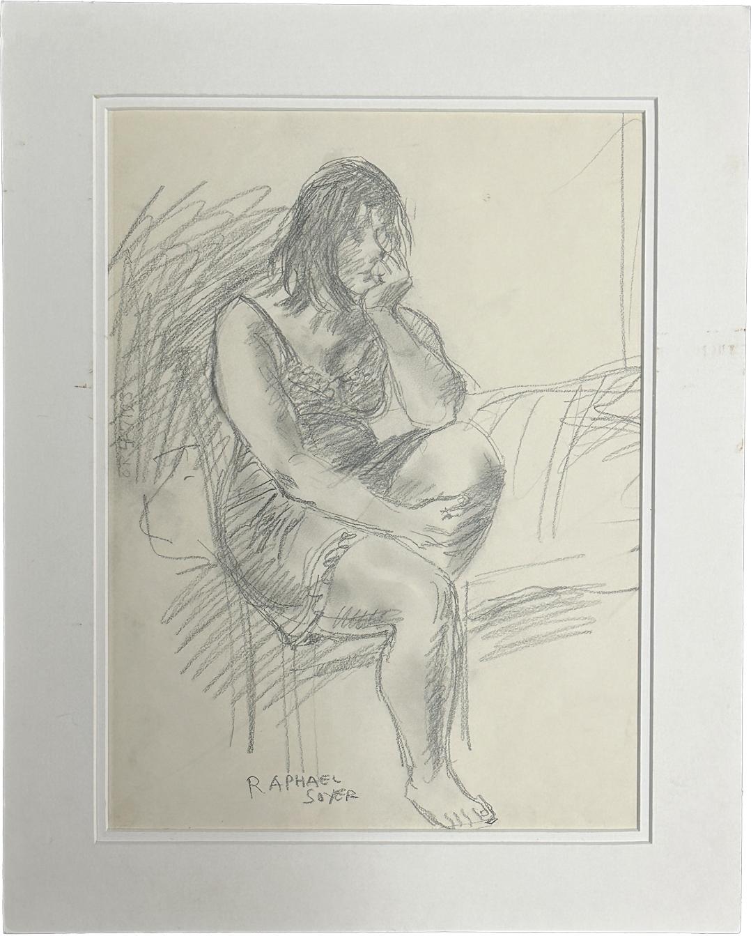 Drawing Woman Graphite 1979 signé Unique