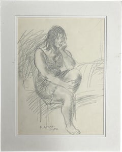 Drawing Woman Graphite 1979 signé Unique