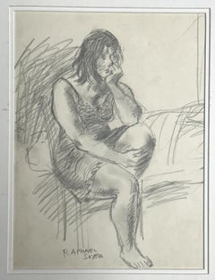Drawing Woman Graphite 1979 signé Unique