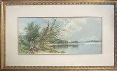 Antique “The Afternoon Walker by the Pond”