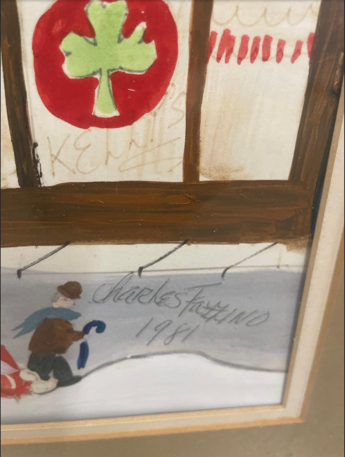 Dies ist ein Charles Fazzino Original-Gemälde auf Papier 1981 selten. In gutem Zustand. Die Maße 28x23