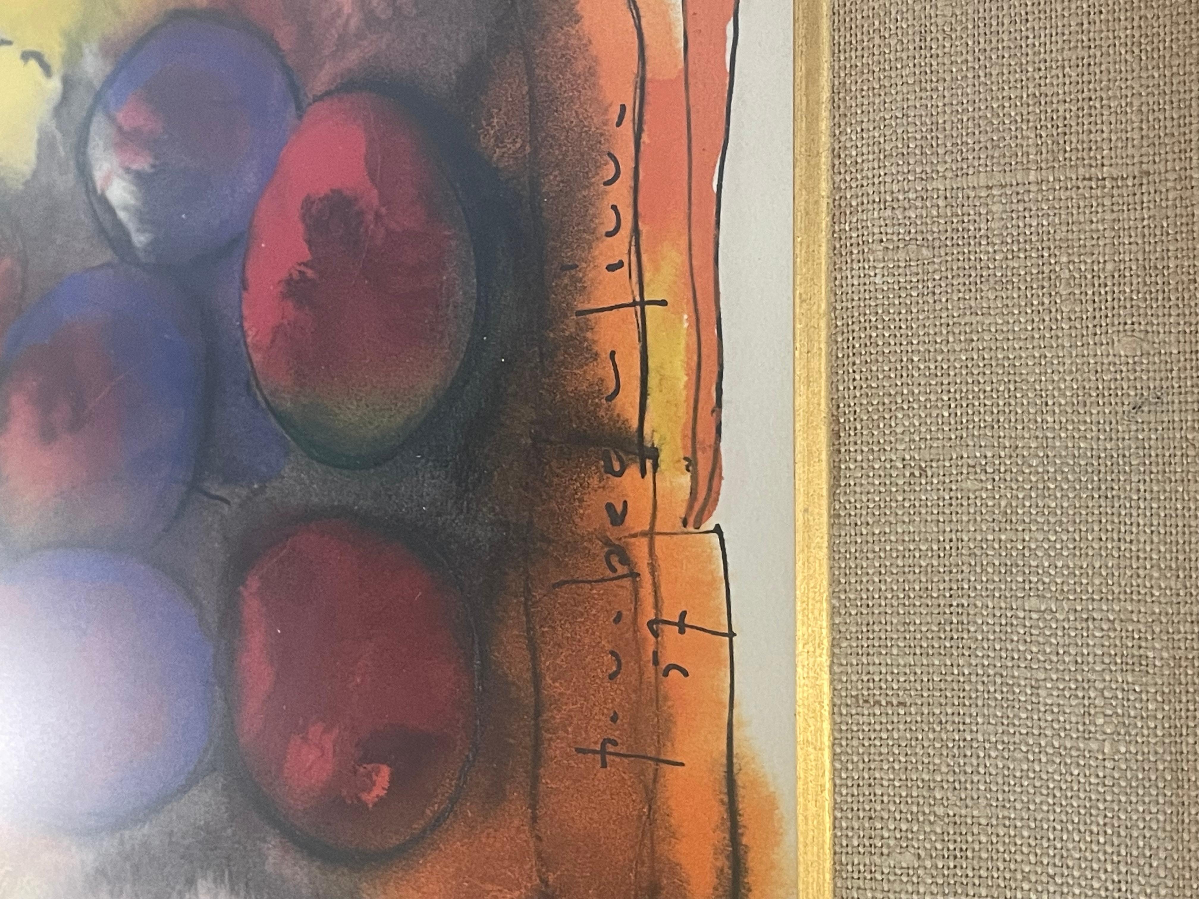 Paul V Beaulieu 1957 Watercolor Still Life Flowers Fruit. In good condition frame is very old and a little beat up . Comes with gallery sticker on back . Measures 20x27