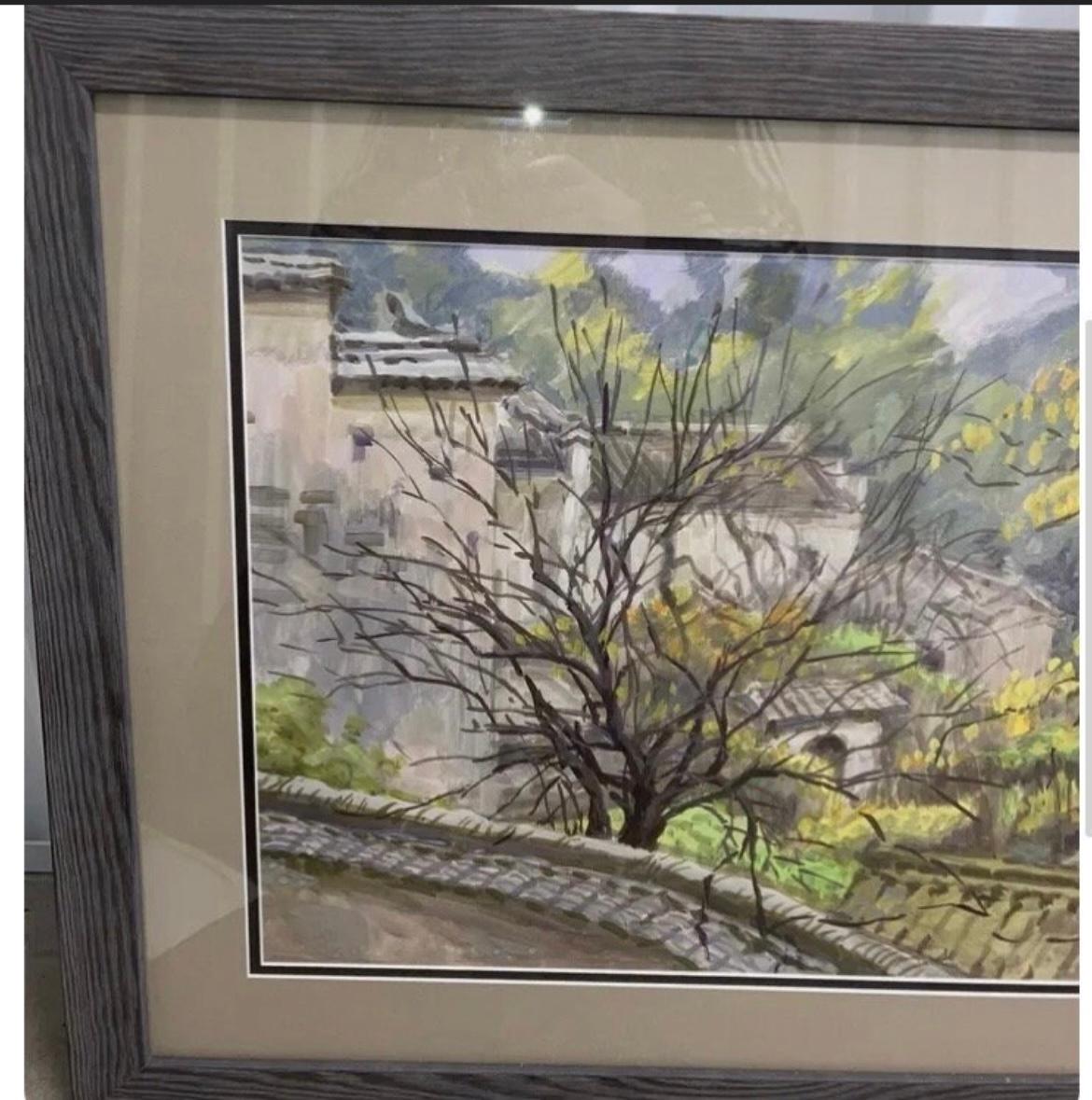 Questo è un acquerello originale di Zu Ming Ho senza titolo. In buone condizioni. Misure 29x23. Minima usura del telaio