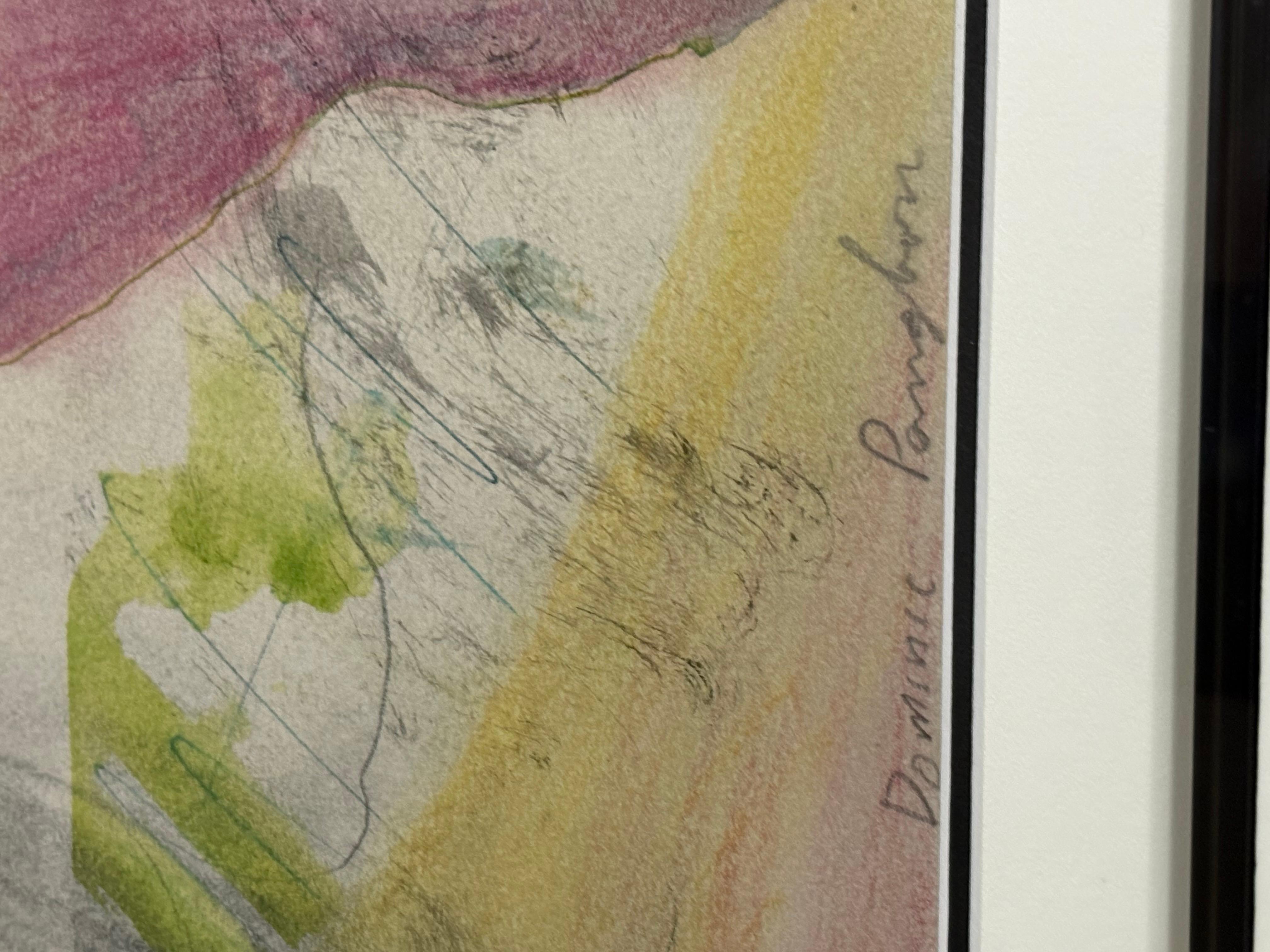Dominick Pangborn color pencil, graphite and dr Martin dye on paper “Black bird”. In good condition measures 37x31