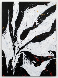 Monstera 7 - Black and White Abstract Painting by Eva Sozap