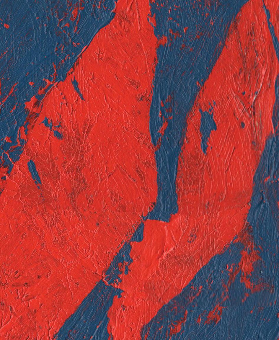 Monstera 1 - Red and Blue Abstract Painting by Eva Sozap For Sale 3