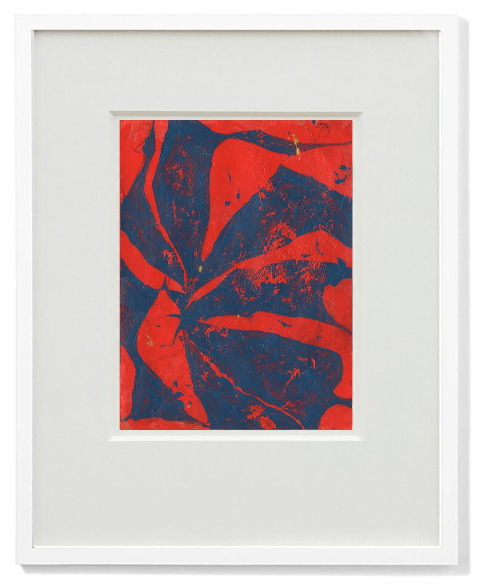 Monstera 3 - Red and Blue Abstract Painting by Eva Sozap For Sale 1