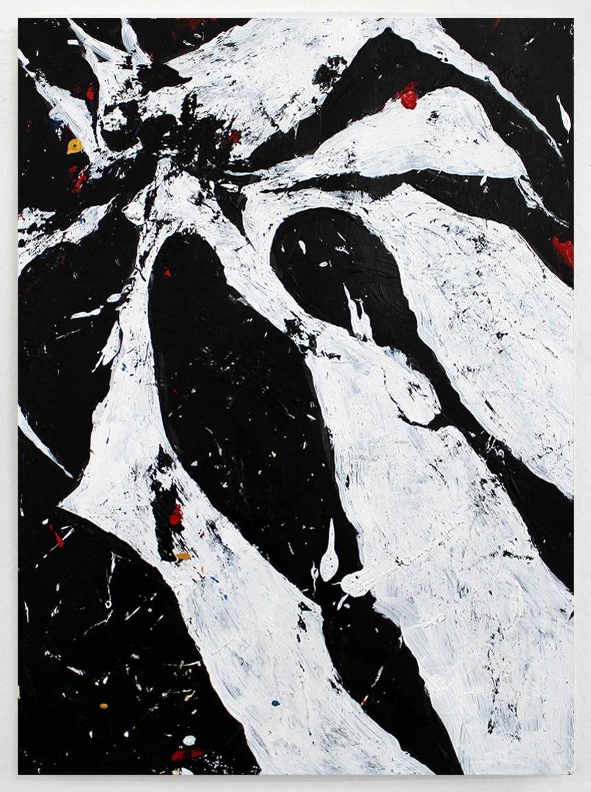 Monstera 5 - Black and White Abstract Painting by Eva Sozap