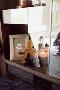 Three Mini Buddha Statues - Black, Gold and Grey, hand-painted Plexiglas Buddhas