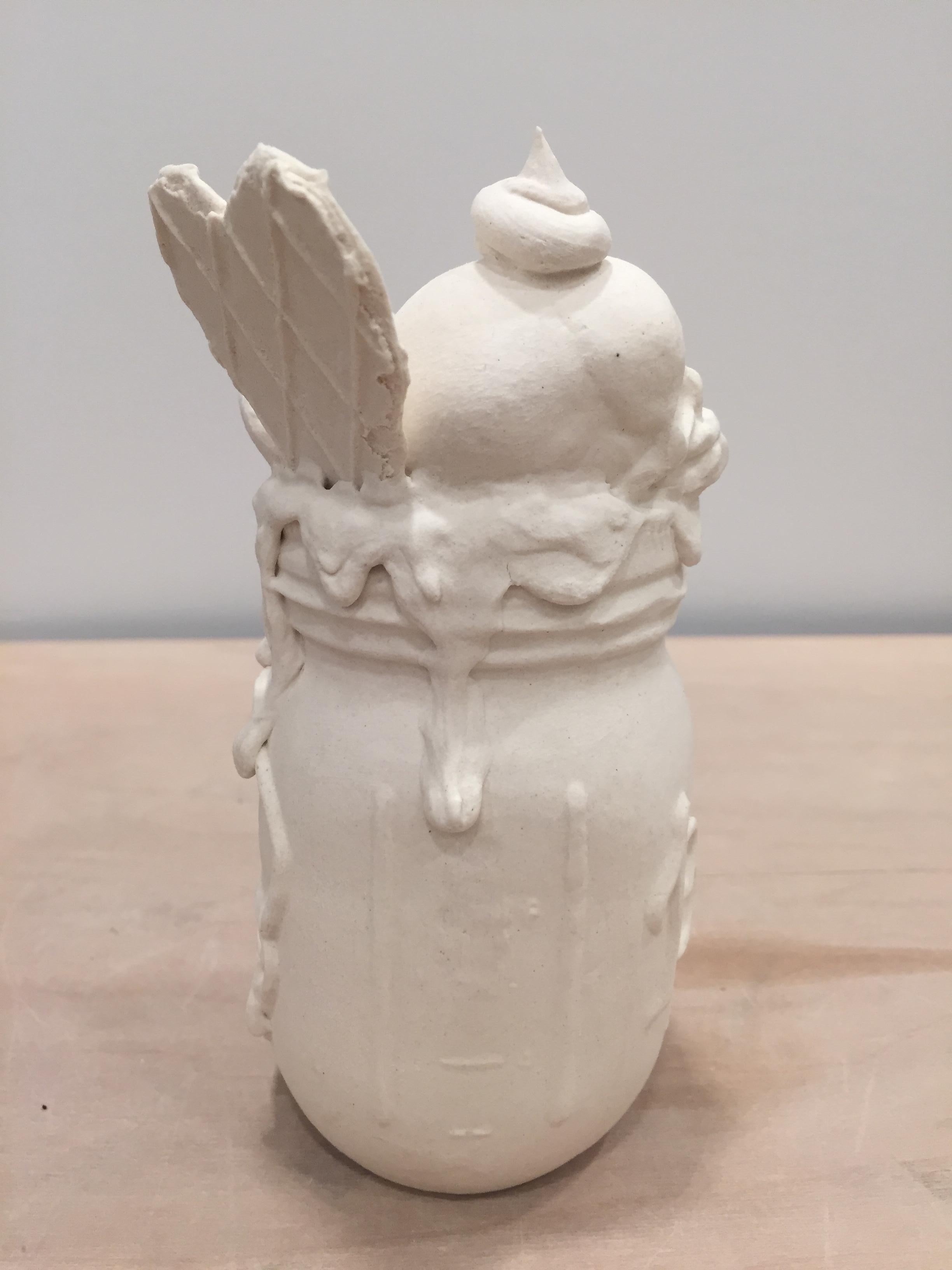 Ice cream float jar 2 - Beige Figurative Sculpture by Jacqueline Tse