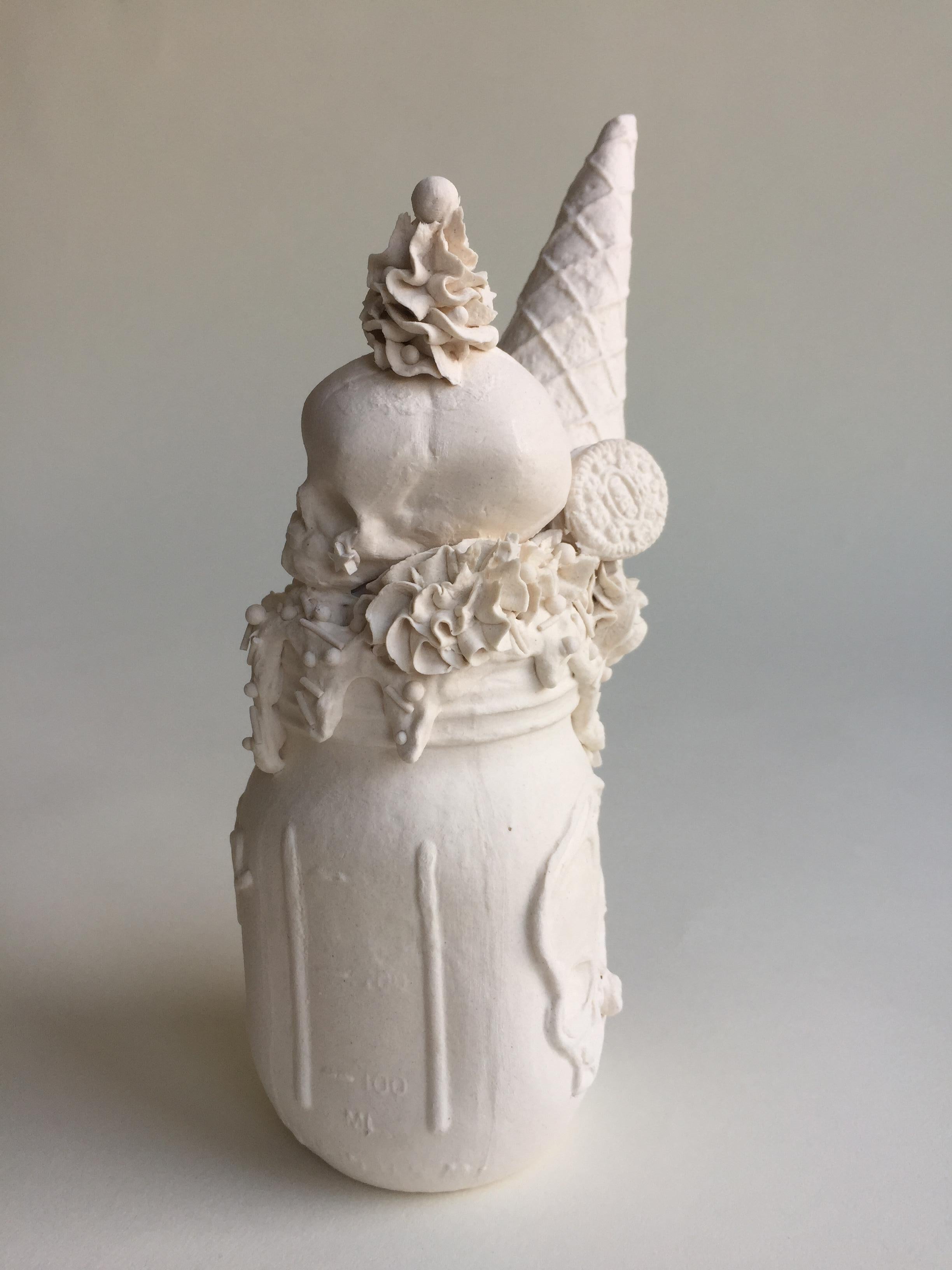 Ice Cream Float Jar IV - Gray Figurative Sculpture by Jacqueline Tse