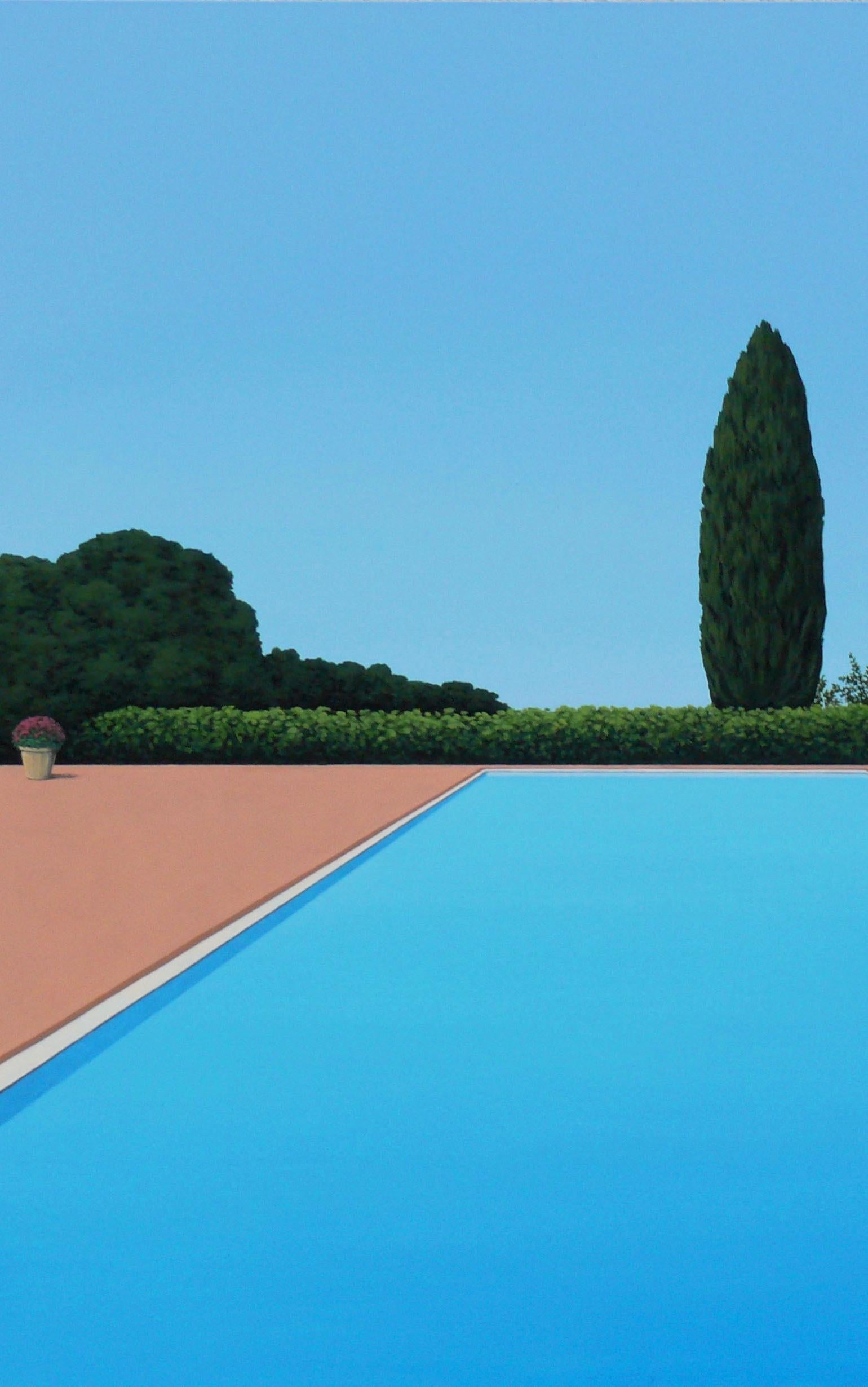 Pool no. 3 - Blue Figurative Painting by Magdalena Laskowska