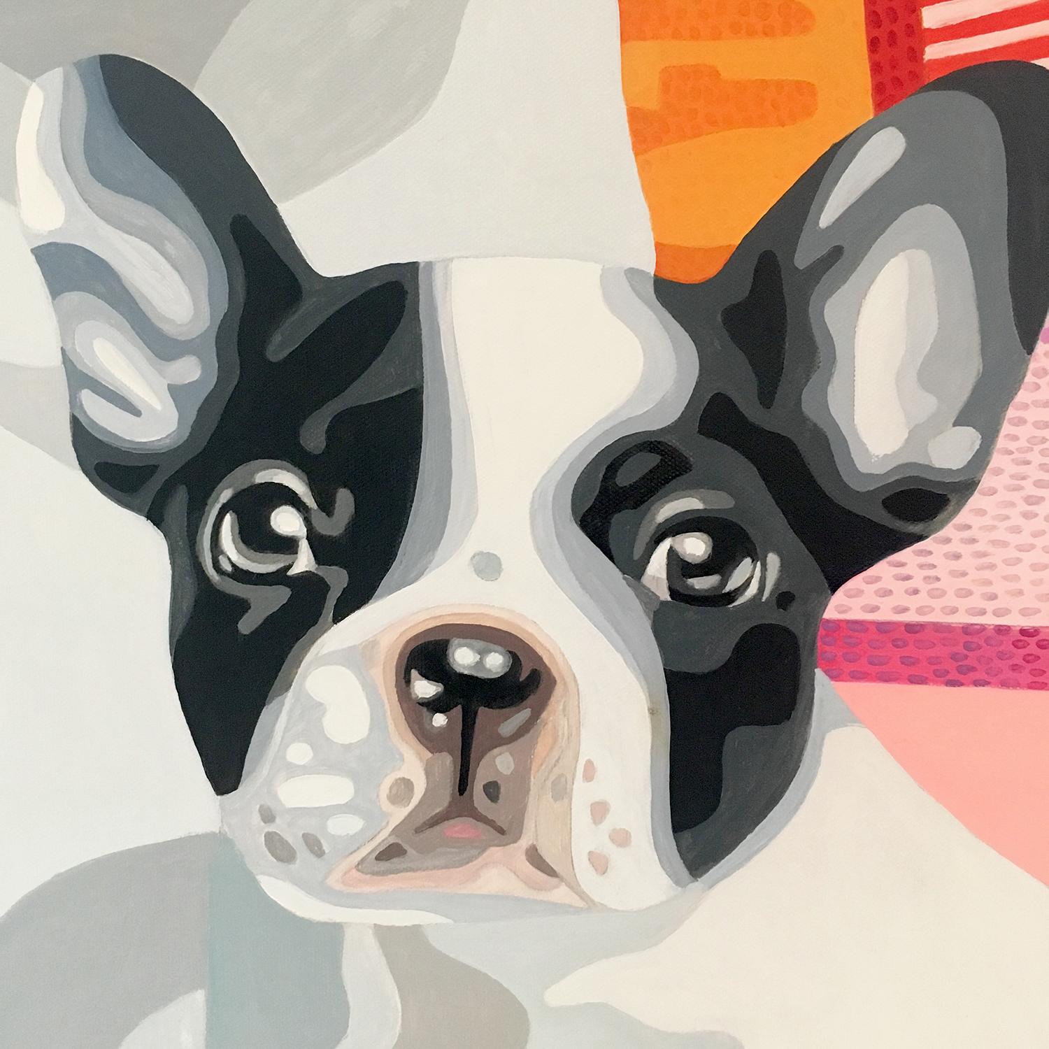 Art Collector 4 - figurative animal painting - Beige Animal Painting by Christina Holdgaard