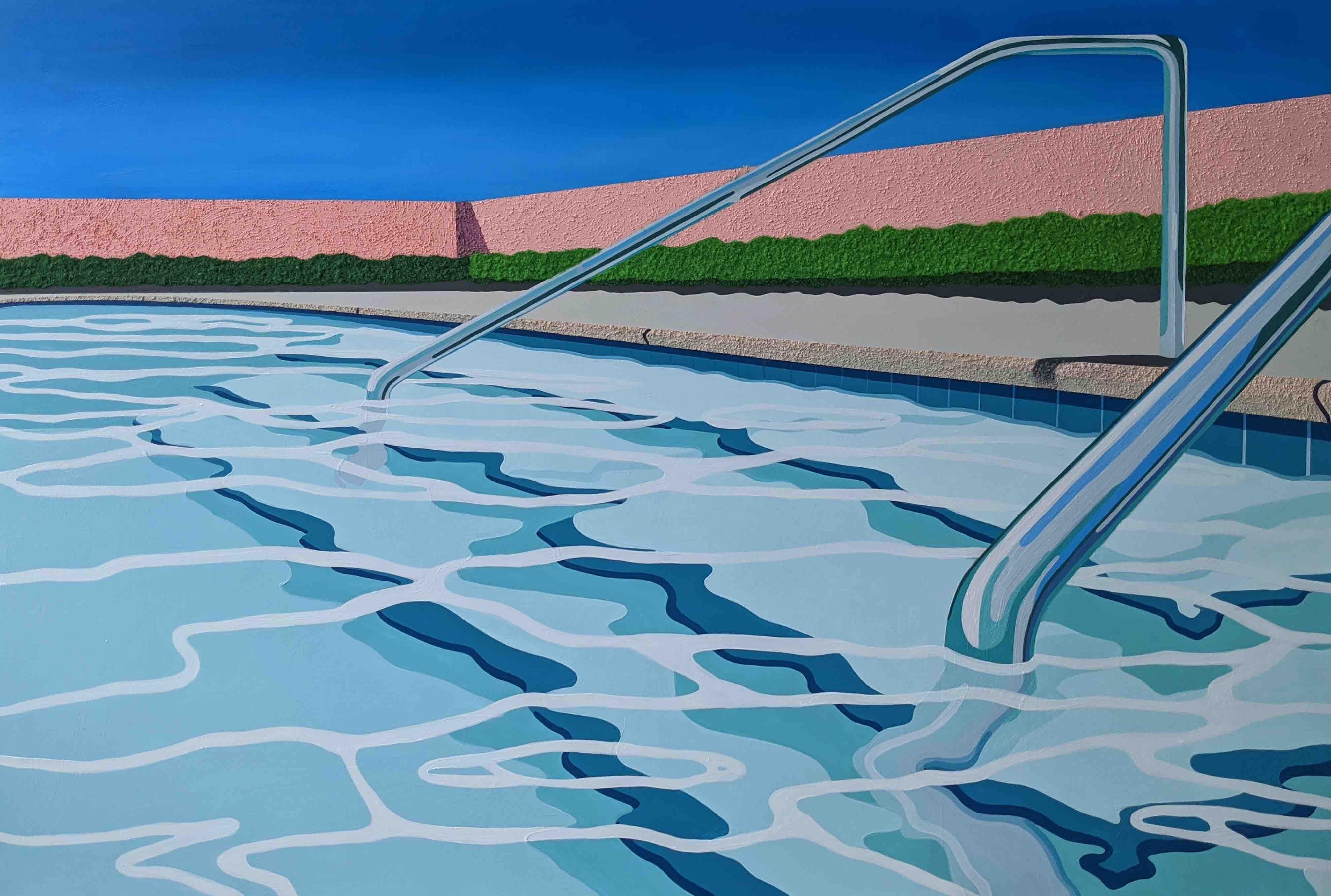 Pool steps - pool landscape painting