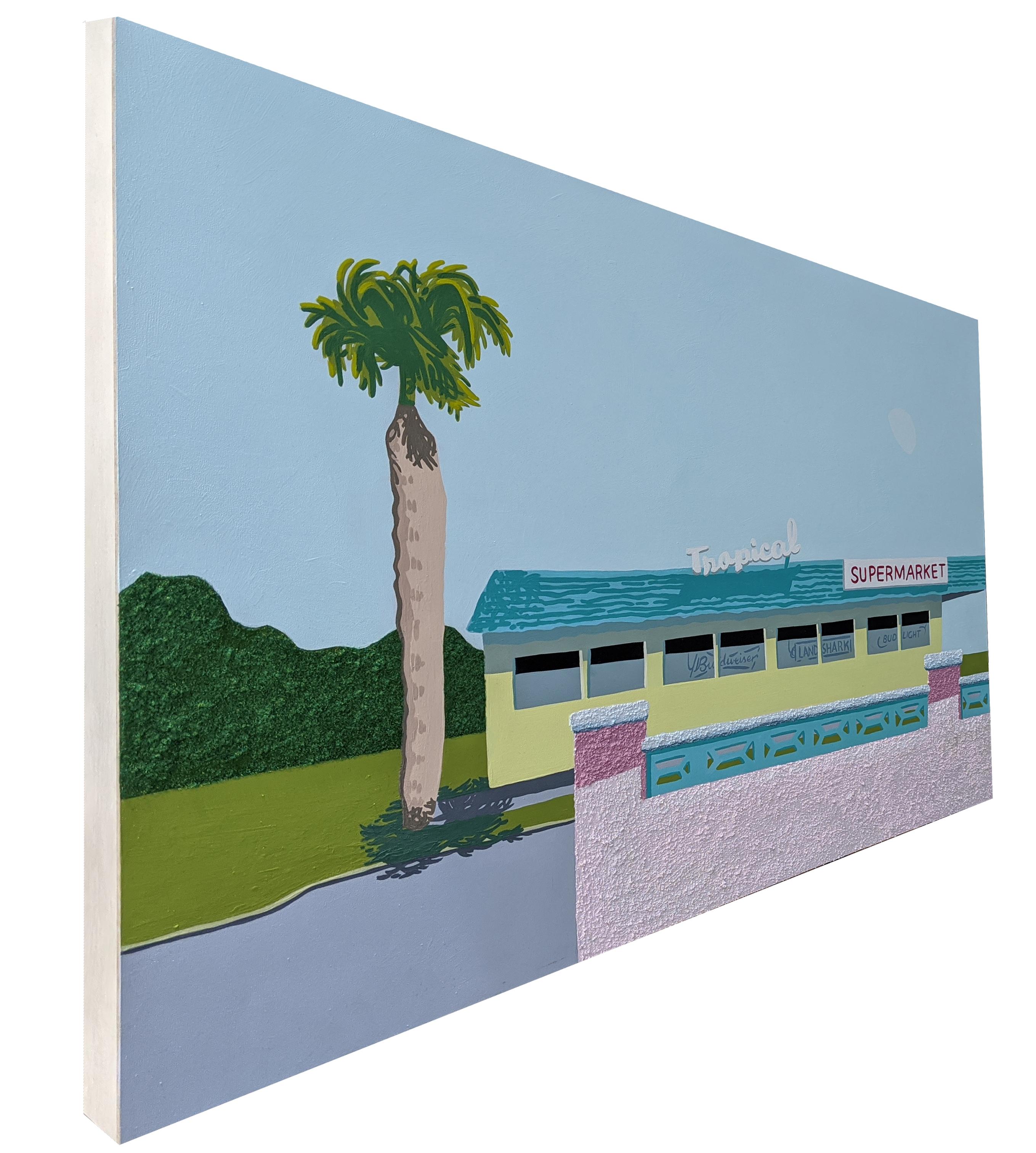 Tropical Supermarket - landscape painting - Painting by Honor Bowman Hall
