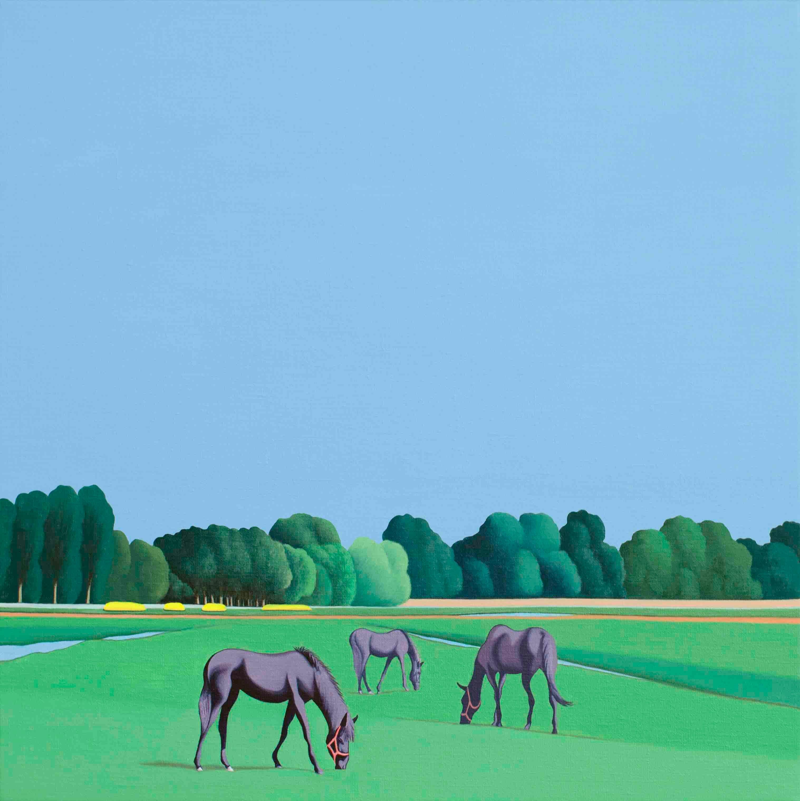 Jeroen Allart Landscape Painting - Horses - figurative landscape painting