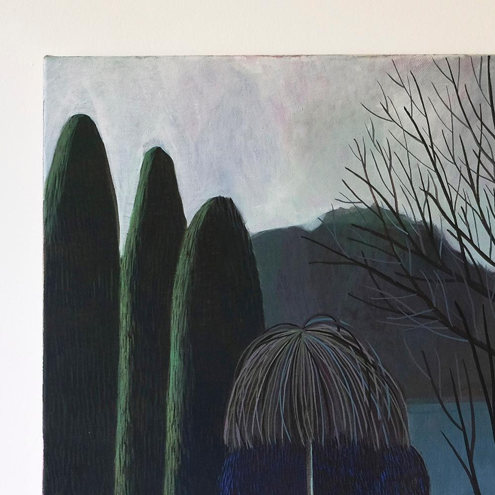 Pandemic 12 - landscape painting, minimalist painting - Black Landscape Painting by Olga Szczechowska