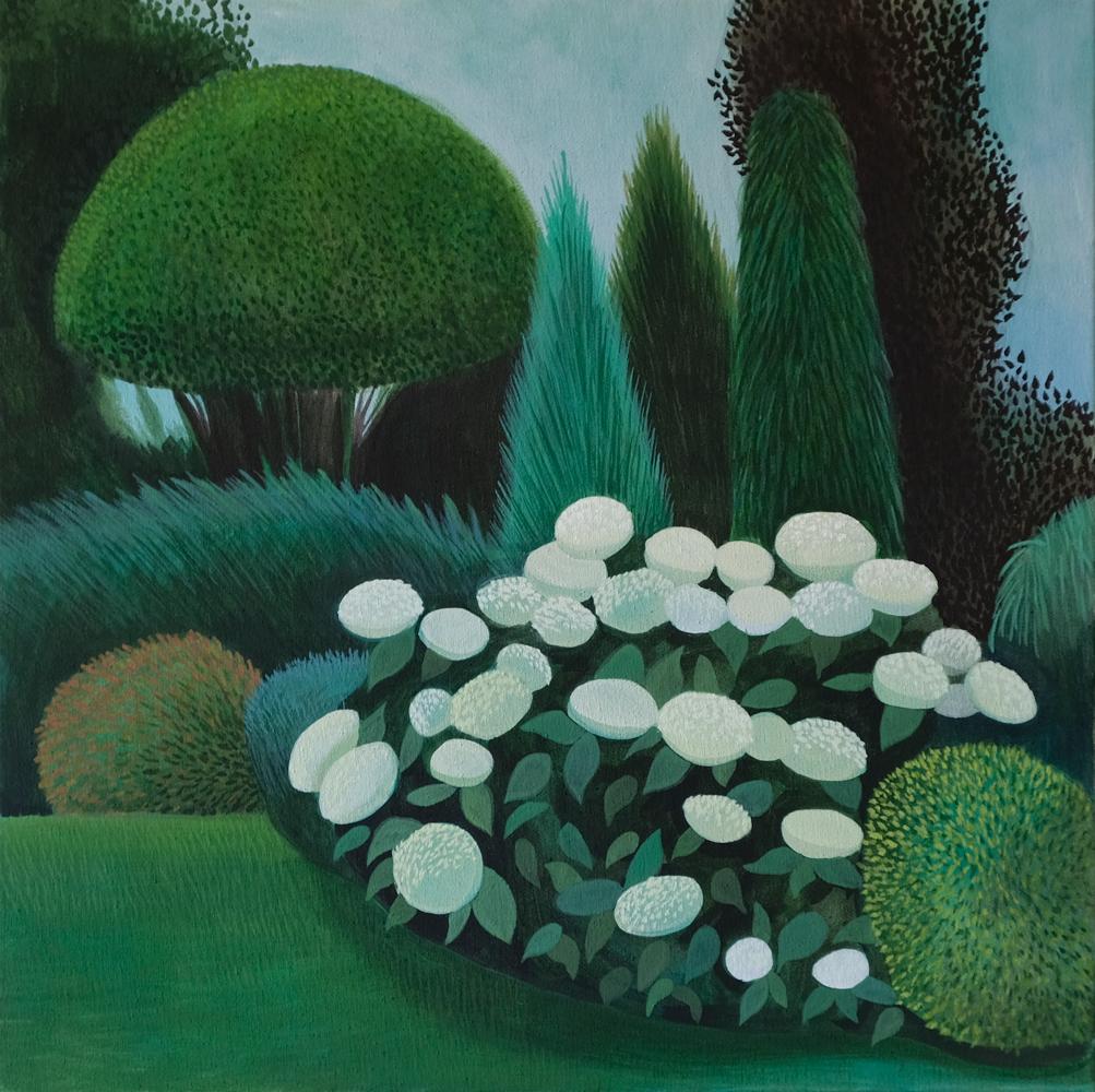 Olga Szczechowska Landscape Painting - Pandemic 19 - landscape painting, minimalist painting