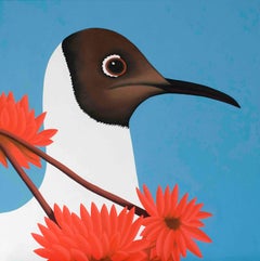 Black headed gull - figurative landscape painting