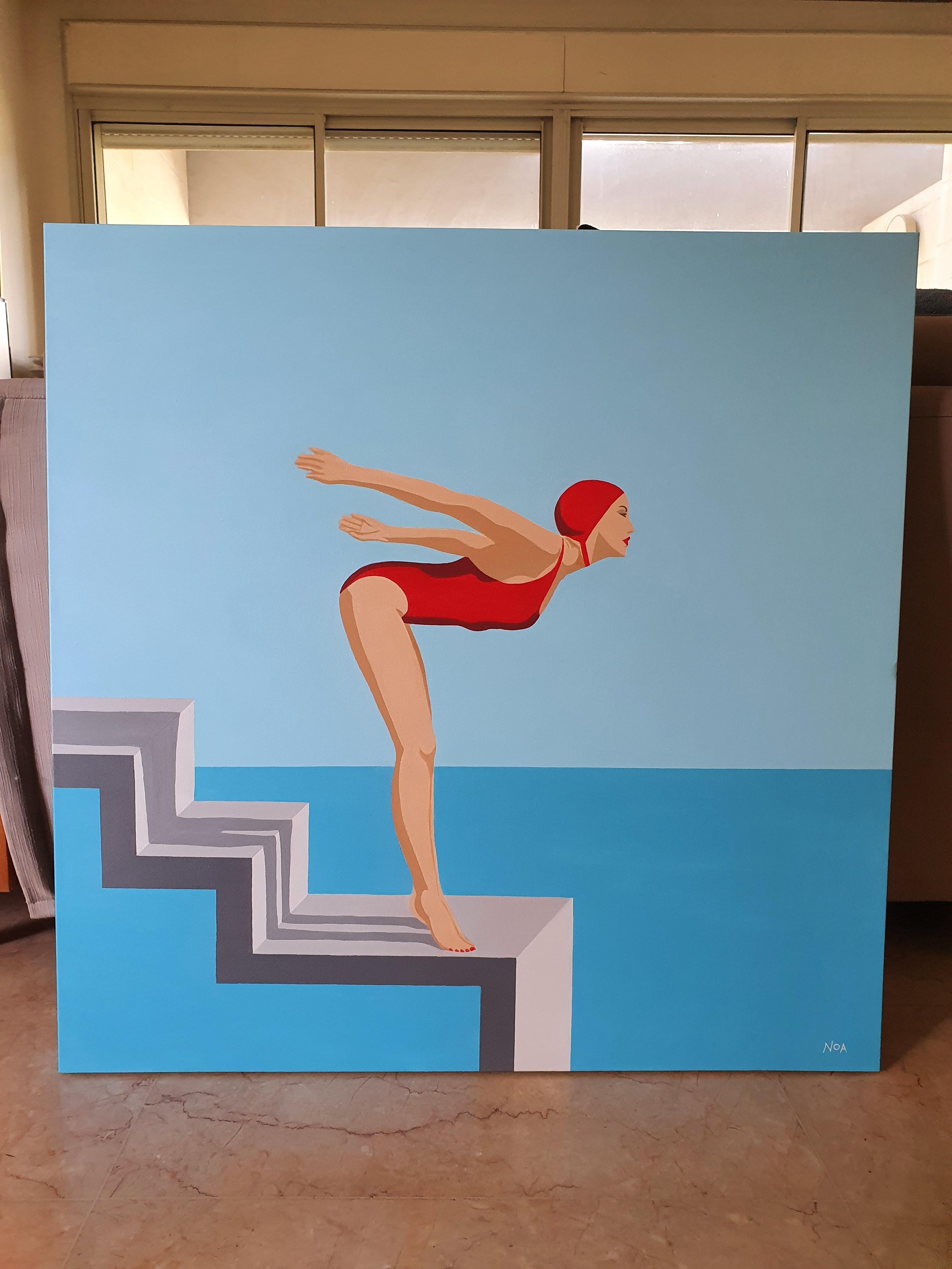 Stairway to heaven - contemporary minimalist painting - Contemporary Painting by Noa Havatzelet