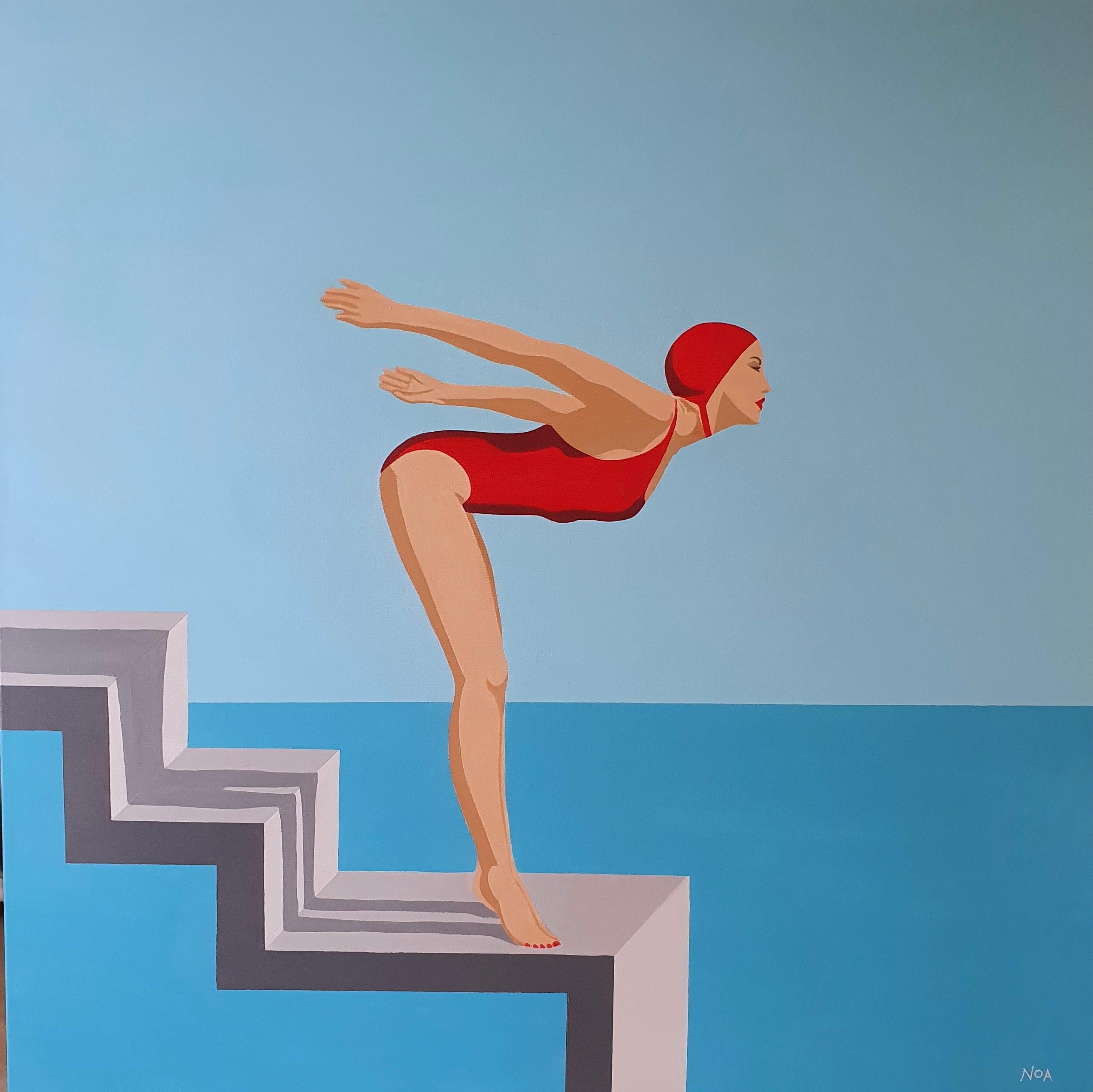 Noa Havatzelet Figurative Painting - Stairway to heaven - contemporary minimalist painting