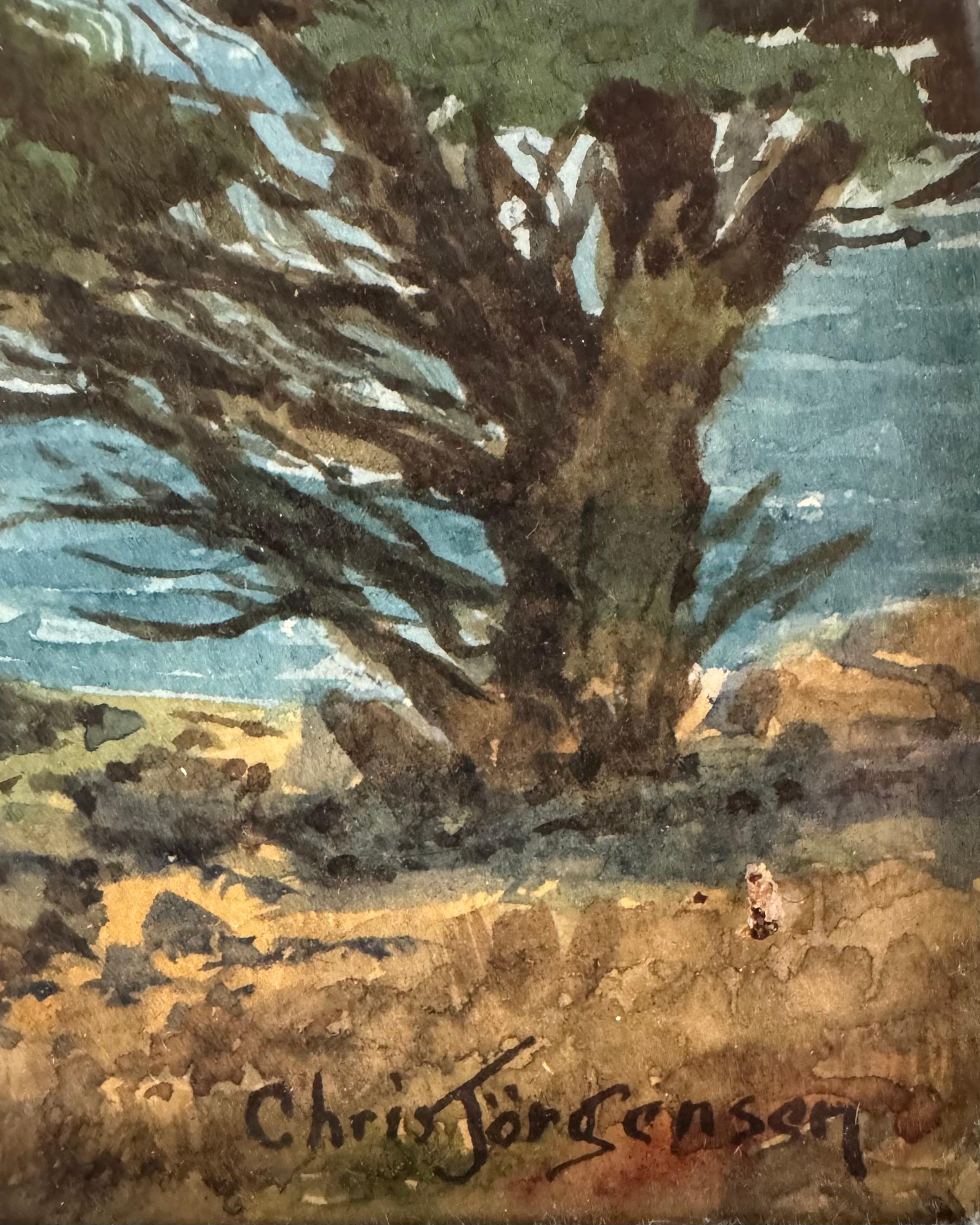 A painter who has lived amid and loved the subject matter of his art, Jorgensen’s pictures of the Yosemite Valley and the Missions of California are monuments of early art in this country. His studies made from the ruins of San Francisco,
