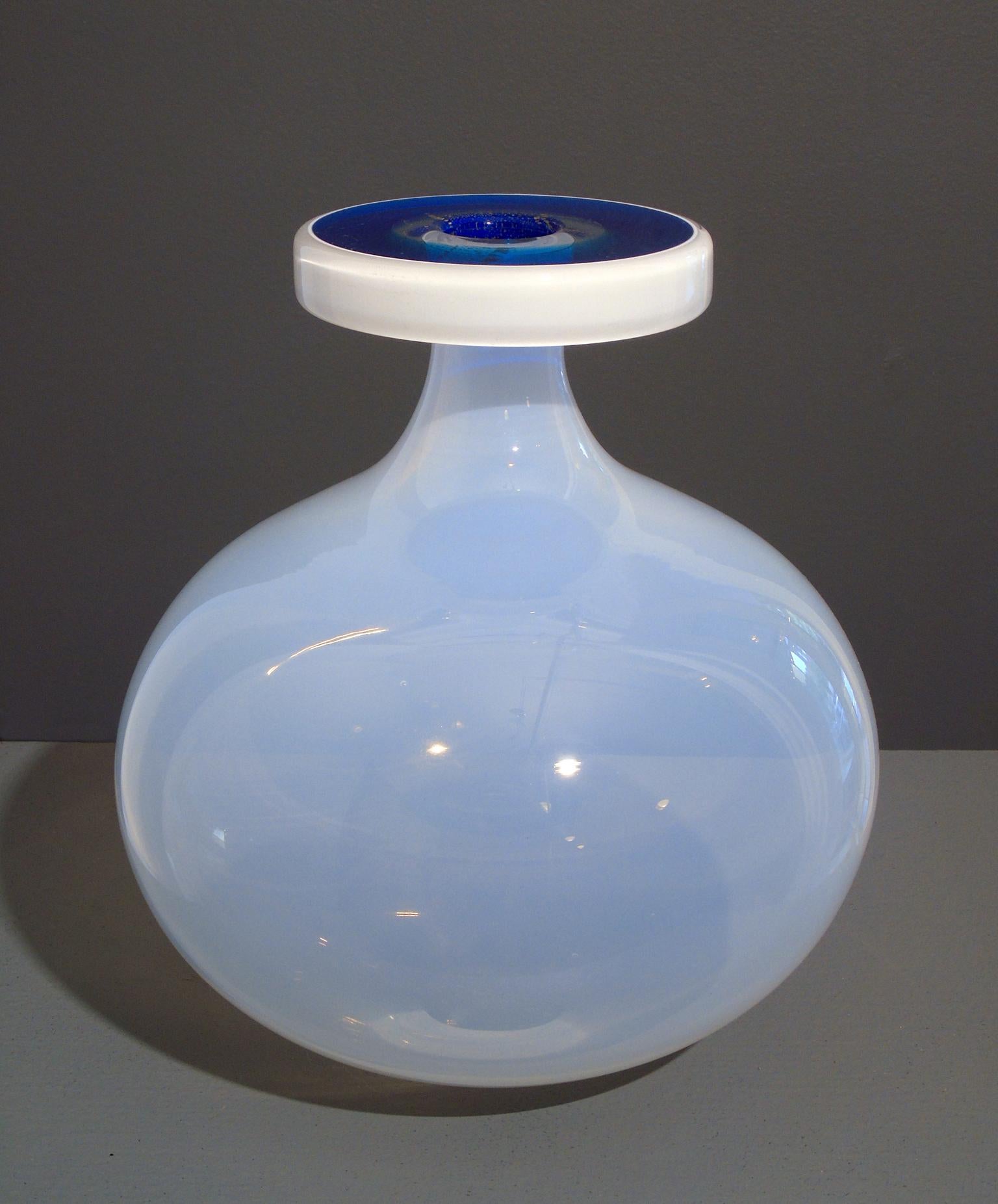 Blue and White Disc Topped Jug - Art by Dan Mirer